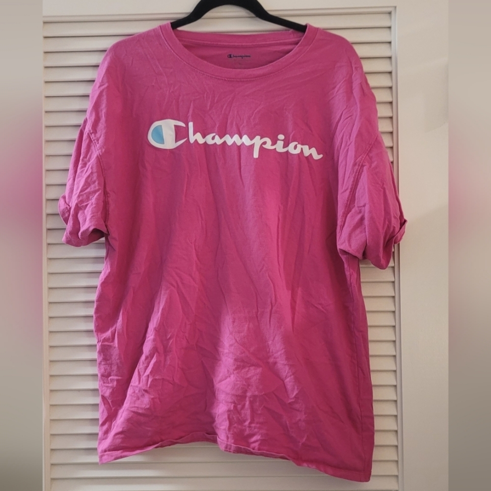 Champion- Pink Short-Sleeve Relaxed-Fit Athletic Top